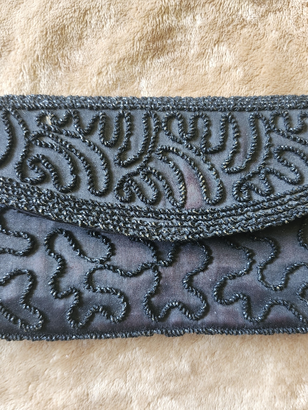 Vintage Garay Elegant Black Embroidered Evening Clutch 1950s